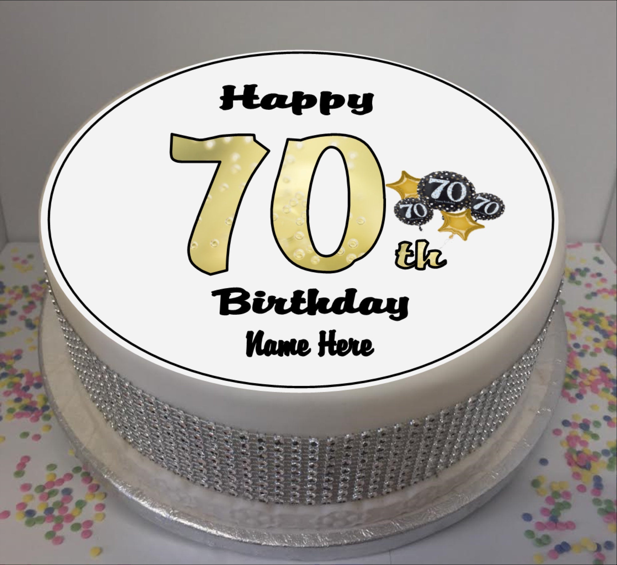 Glittering Gold 70th Birthday Cake Toppers | Party Save Smile