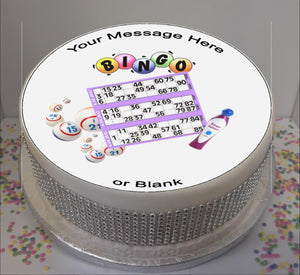 Personalised Bingo Cards & Dabber Scene 8" Icing Sheet Cake Topper