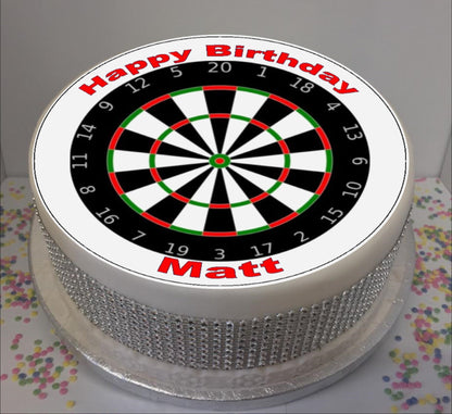 Personalised Dart Board 8" Icing Sheet Cake Topper