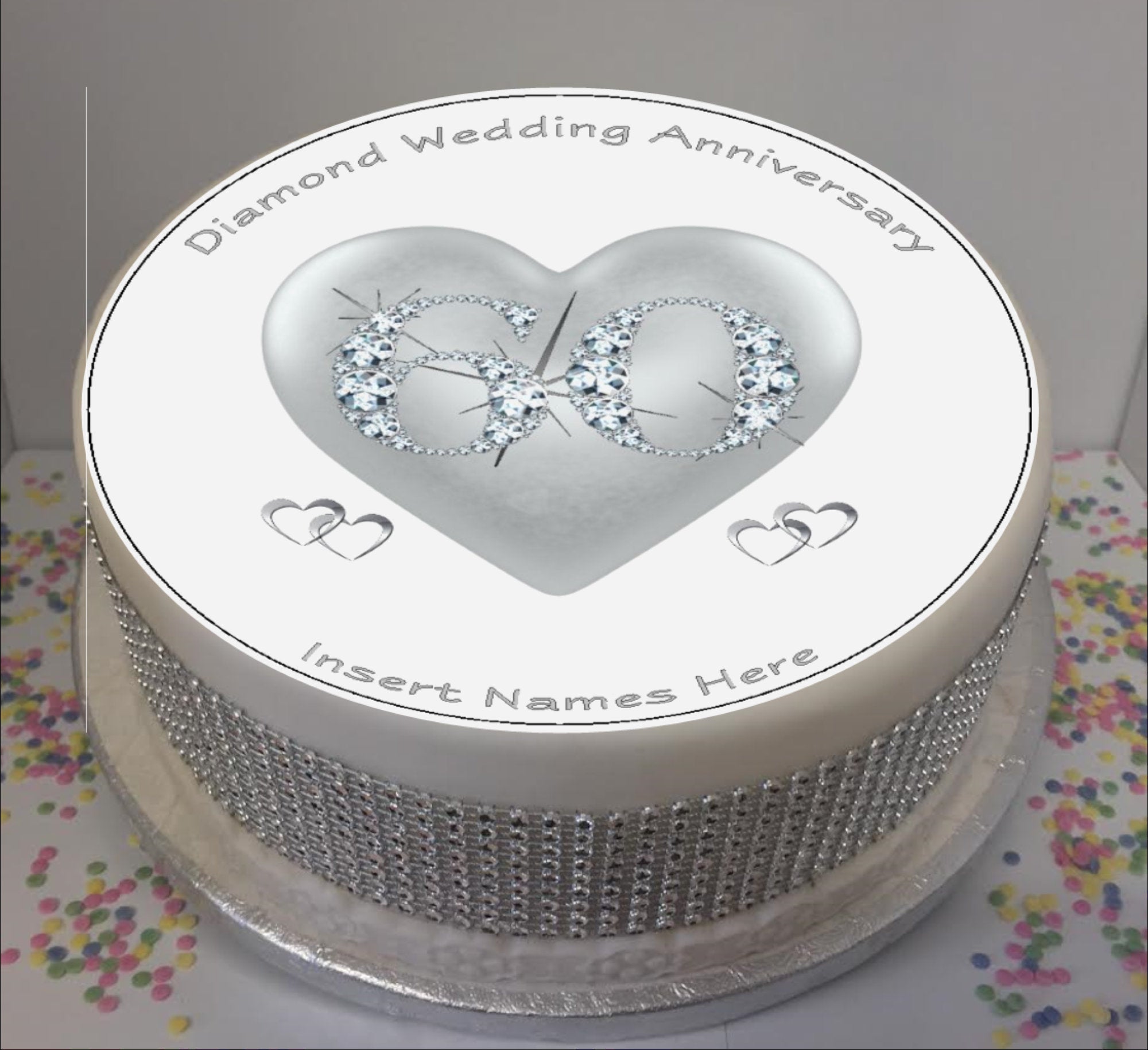 60 Diamond Years Anniversary Acrylic Cake Topper