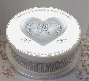 Personalised Diamond Anniversary / 60 years 8" Icing Sheet Cake Topper