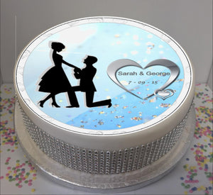 Personalised Engagement Romance Scene 8" Icing Sheet Cake Topper