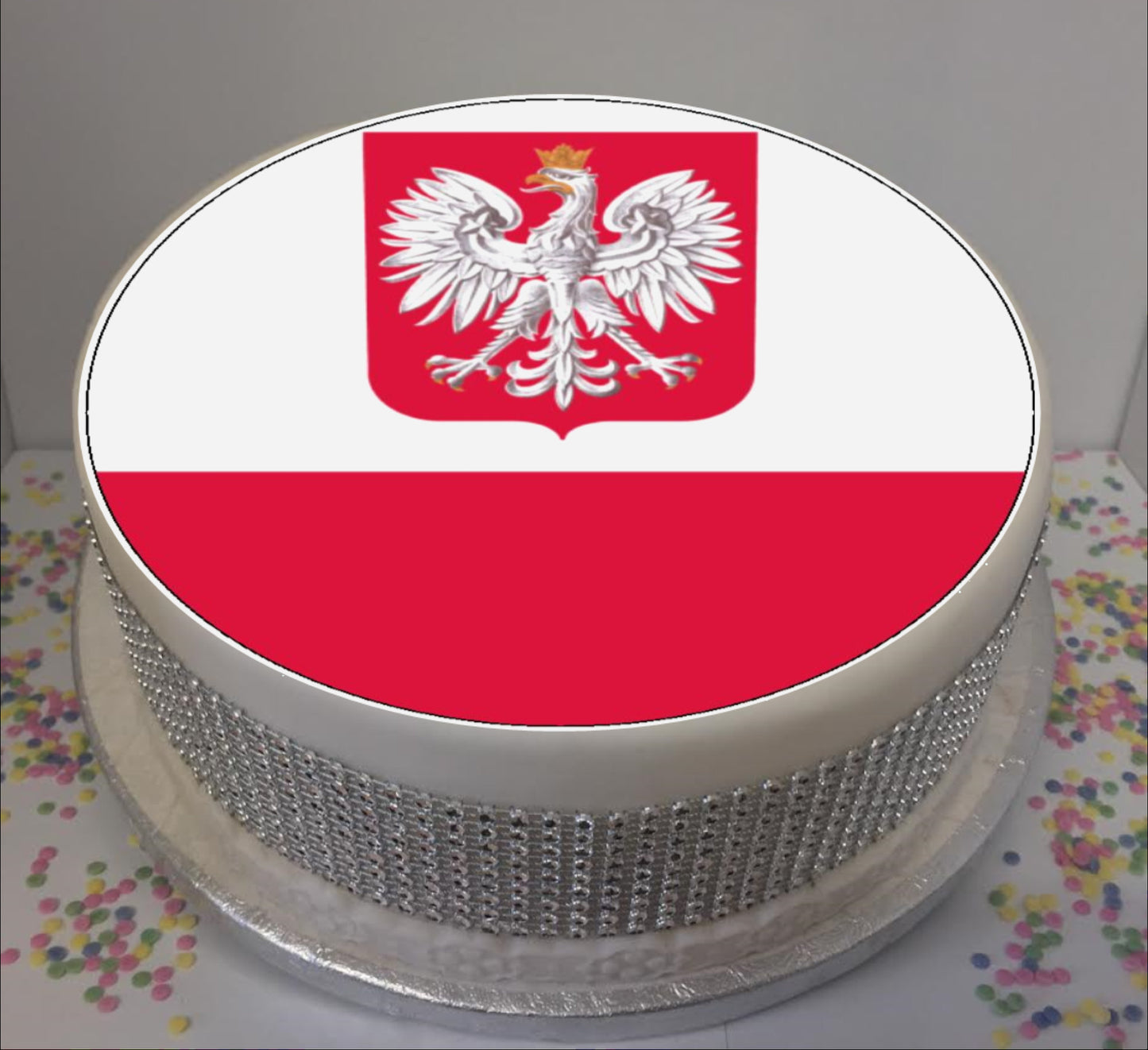 Flag of Poland 8" Icing Sheet Cake Topper   Icing sheet cake toppers are a great way to personalise either a homemade or shop bought plain cake  Easy Peel Icing Sheet - No Fuss - Ready to pop straight onto your cake (full instructions included)