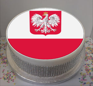 Flag of Poland 8" Icing Sheet Cake Topper   Icing sheet cake toppers are a great way to personalise either a homemade or shop bought plain cake  Easy Peel Icing Sheet - No Fuss - Ready to pop straight onto your cake (full instructions included)