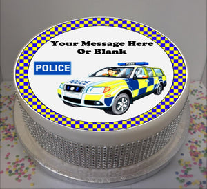 Personalised Police Car Scene 8" Icing Sheet Cake Topper