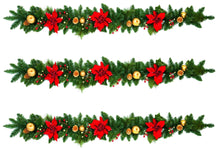 Load image into Gallery viewer, Poinsettia Garland Edible Icing Cake Ribbon / Side Strips