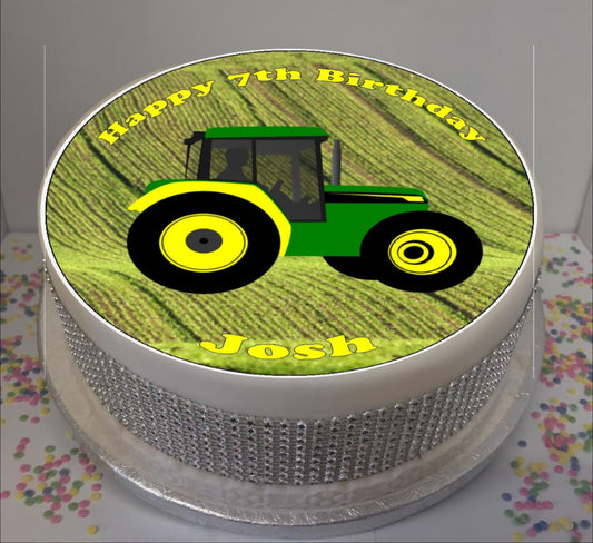 Personalised Tractor Scene 8" Icing Sheet Cake Topper