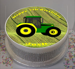 Personalised Tractor Scene 8" Icing Sheet Cake Topper