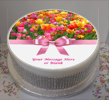 Load image into Gallery viewer, Personalised Tulips and Bow  8&quot; Icing Sheet Cake Topper