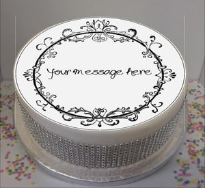 Personalised Vintage Scroll 8" Icing Sheet Cake Topper