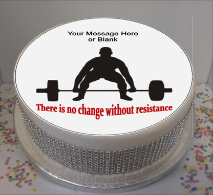 Personalised Weightlifter & Quote 8" Icing Sheet Cake Topper