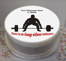 Load image into Gallery viewer, Personalised Weightlifter &amp; Quote 8&quot; Icing Sheet Cake Topper