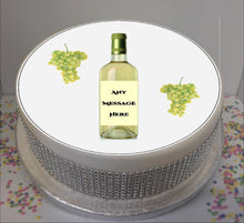 Load image into Gallery viewer, Personalised White Wine Bottle &amp; Grapes 8&quot; Icing Sheet Cake Topper