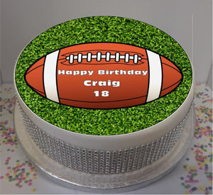 Personalised Rugby Ball Scene 8" Icing Sheet Cake Topper