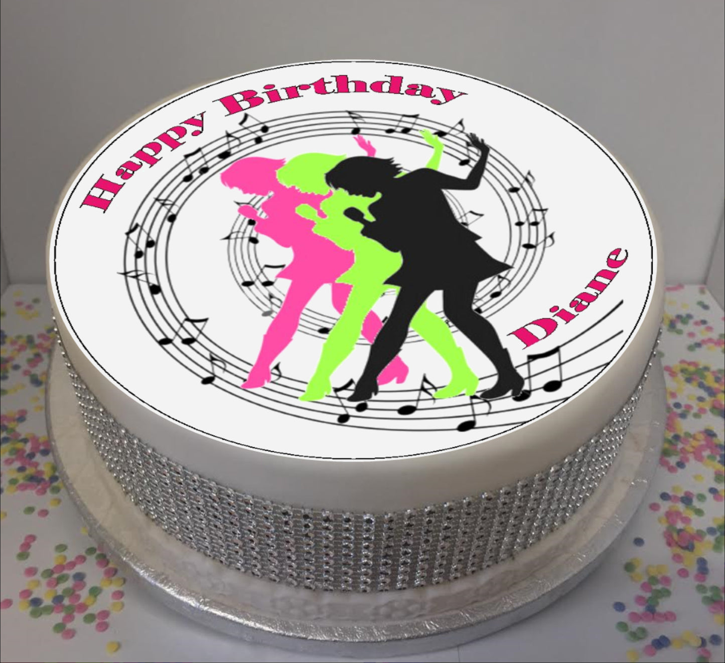 Personalised Singer Silhouettes Scene 8" Icing Sheet Cake Topper