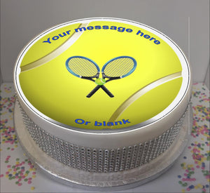 Personalised Tennis Ball Scene 8" Icing Sheet Cake Topper