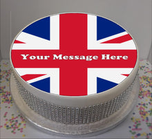 Load image into Gallery viewer, Personalised Union Jack 8&quot; Icing Sheet Cake Topper