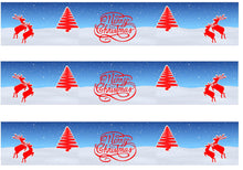 Load image into Gallery viewer, Reindeer &amp; Christmas Trees Edible Icing Cake Ribbon / Side Strips