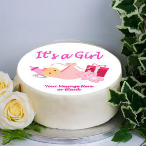 Personalised It's a Girl Scene 8" Icing Sheet Cake Topper