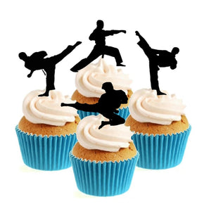 Karate Silhouette Collection Stand Up Cake Toppers (12 pack)
