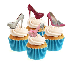Ladies Shoes Collection Stand Up Cake Toppers (12 pack)