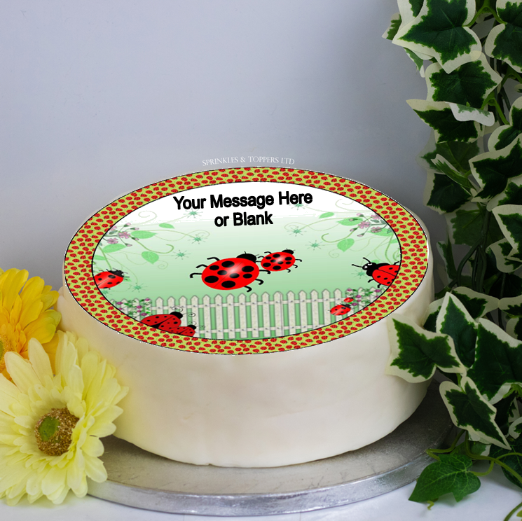 Personalised Ladybirds / Ladybugs Scene 8" Cake Topper