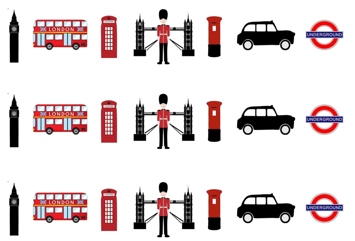 London UK Themed Edible Icing Cake Ribbon / Side Strips Sprinkles & Toppers Ltd