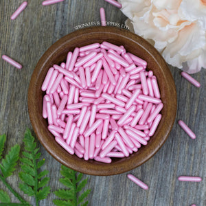 Pink Pearlescent Macaroni Rods (20mm) Sprinkles