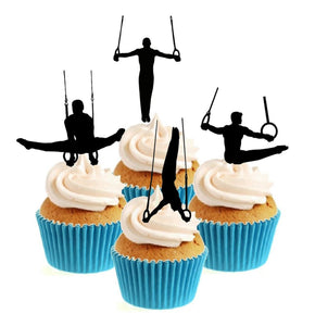 Male Gymnast Parallel Bars Collection Stand Up Cake Toppers (12 pack)