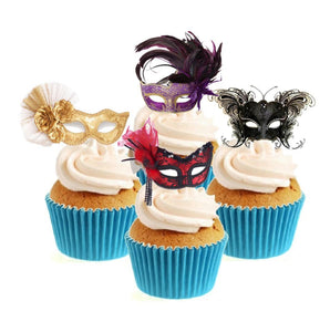 Masquerade Mask Collection Stand Up Cake Toppers (12 pack)