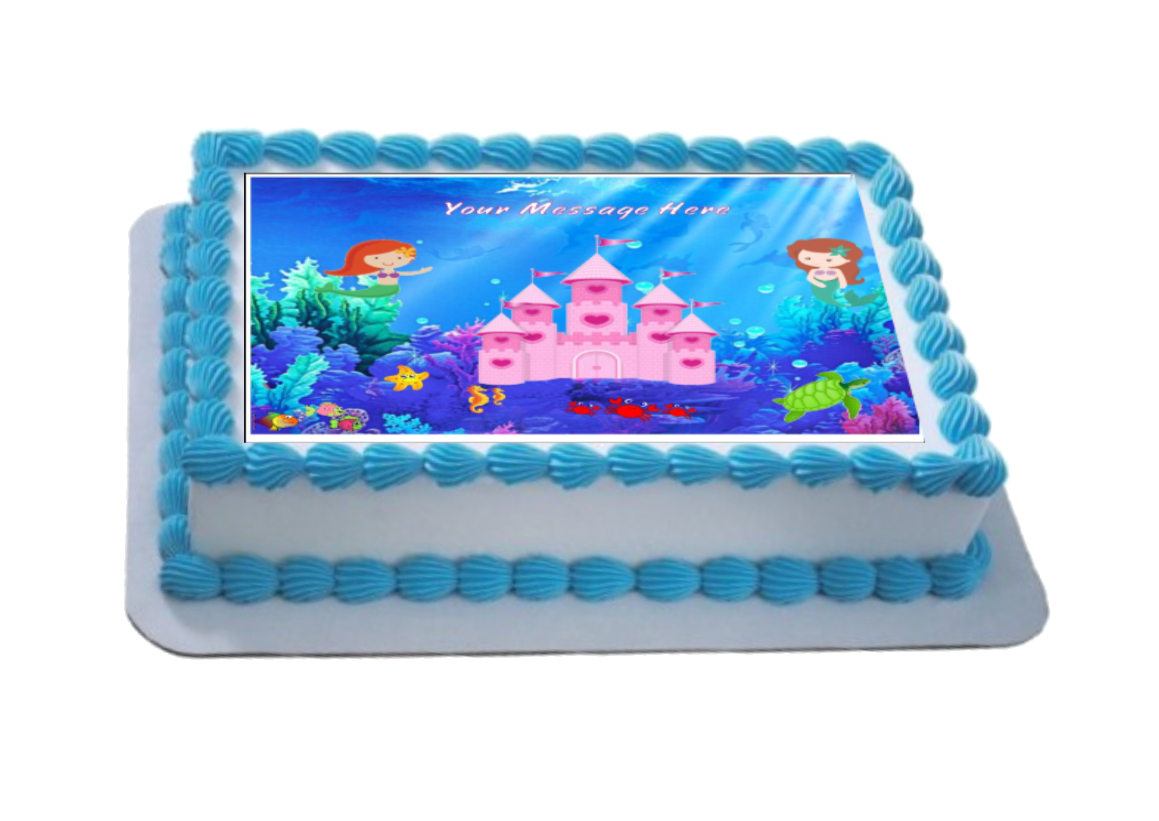 Personalised Mermaid Castle A4 Icing Sheet Topper