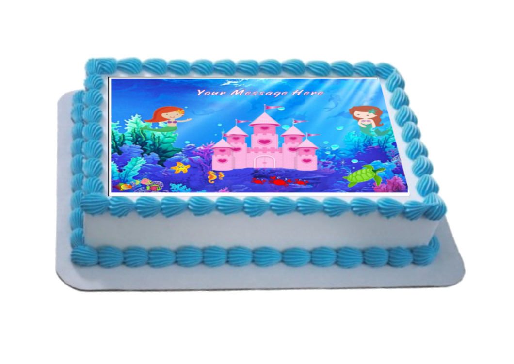 Personalised Mermaid Castle A4 Icing Sheet Topper