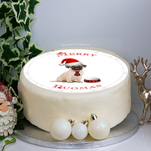 Merry Pugmas 8" Icing Sheet Cake Topper