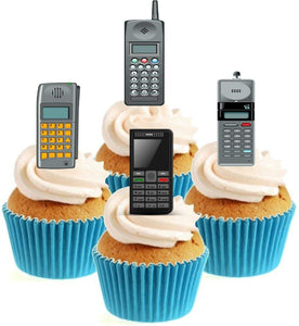 Mobile Phone Retro Collection Stand Up Cake Toppers (12 pack)