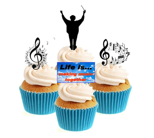 Music Conductor Collection Stand Up Cake Toppers (12 pack)