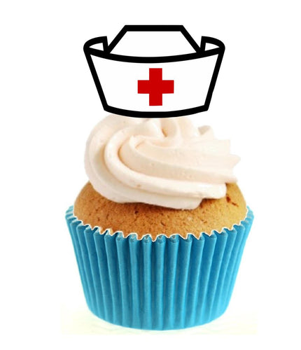 Nurses Hat Stand Up Cake Toppers (12 pack)