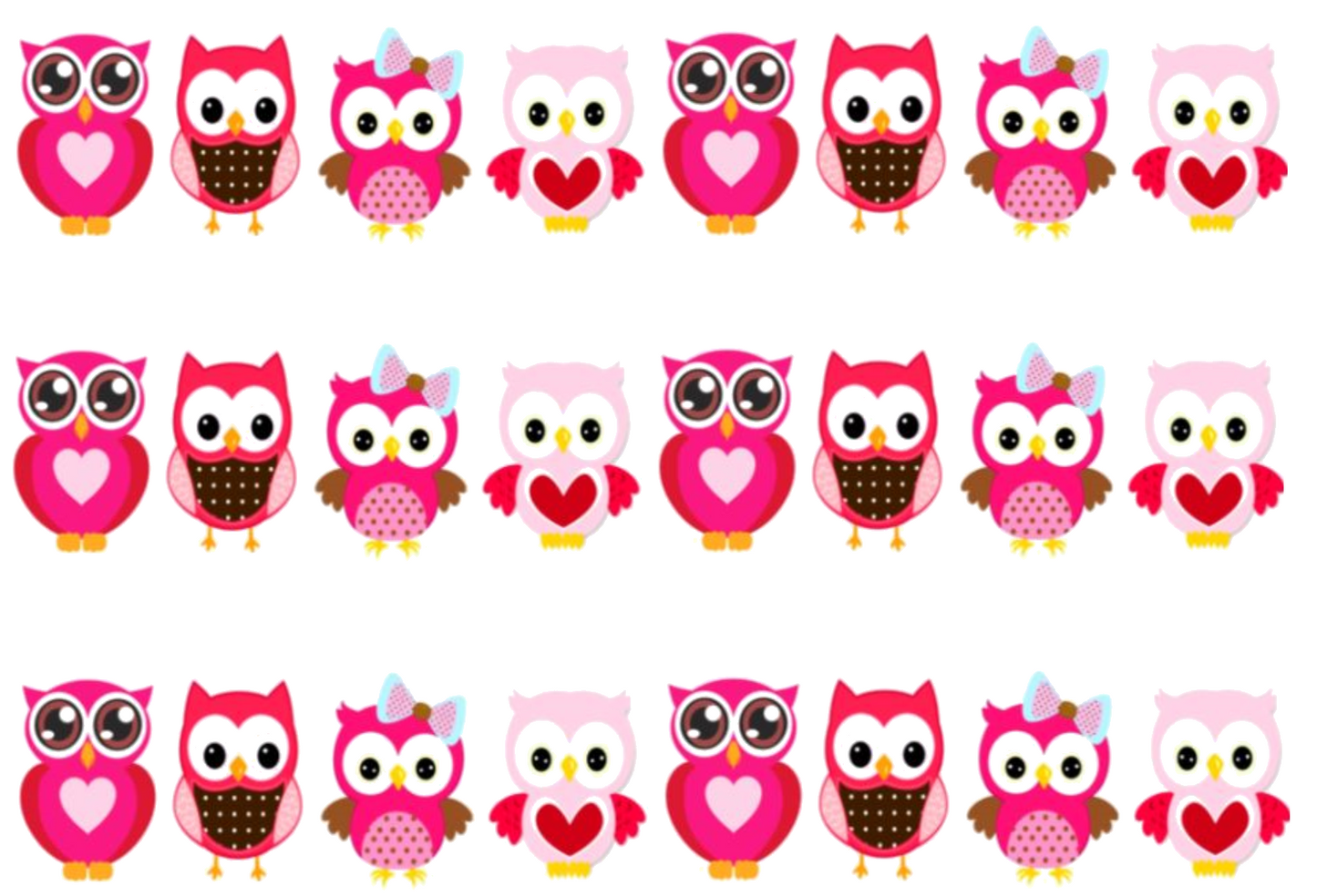 Pink Owls Edible Icing Cake Ribbon