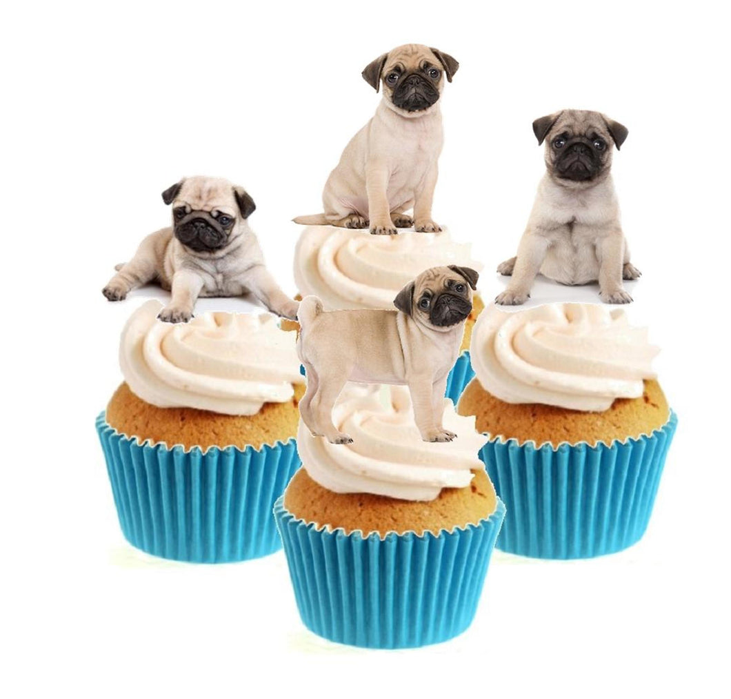 Pug Puppy Collection Stand Up Cake Toppers (12 pack)
