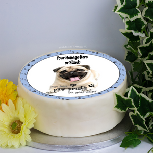 Personalised Laughing Pug with Quote Scene 8" Icing Sheet Cake Topper