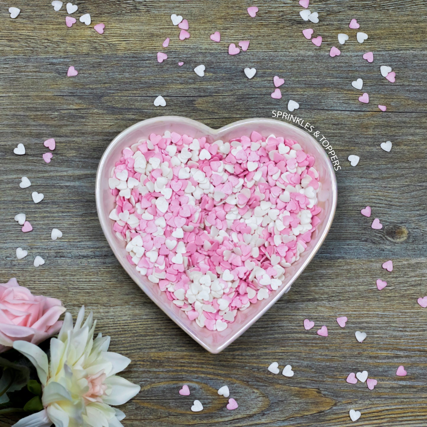 Pink & White Shimmer Hearts