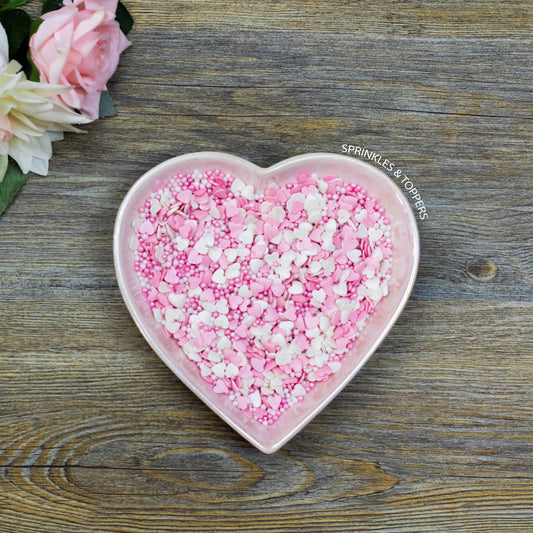 Pink & White Shimmer Hearts & Pearls