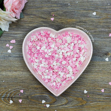 Load image into Gallery viewer, Pink &amp; White Shimmer Hearts &amp; Pearls