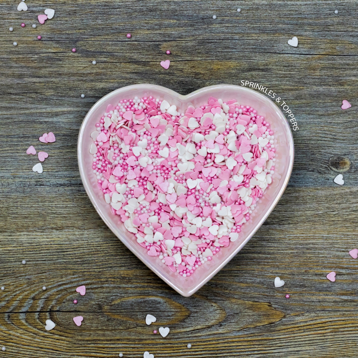 Pink & White Shimmer Hearts & Pearls