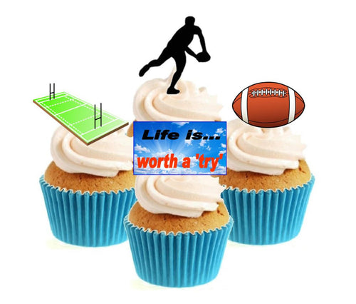 Rugby Collection Stand Up Cake Toppers (12 pack)