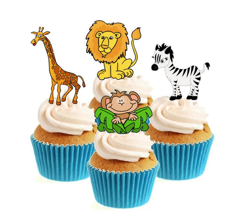 Safari Animals Collection Stand Up Cake Toppers (12 pack)