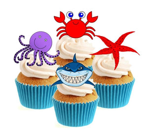 Under The Sea Collection Stand Up Cake Toppers (12 pack)