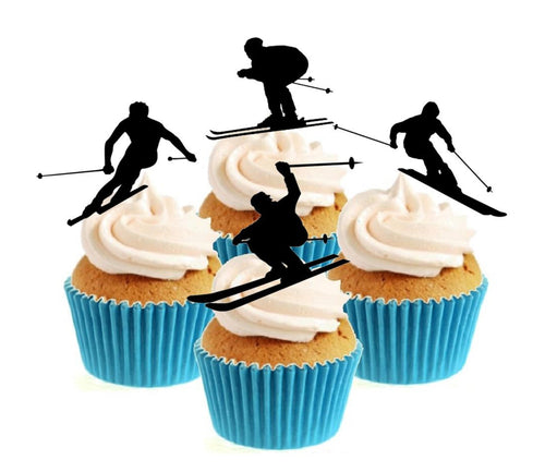 Skiing Silhouette Collection Stand Up Cake Toppers (12 pack)