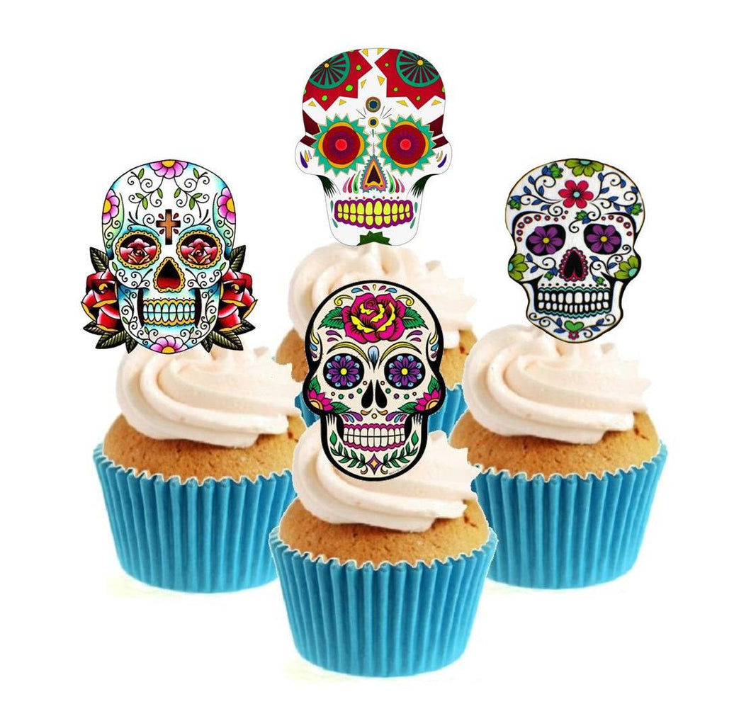 Sugar Skull (B) Collection Stand Up Cake Toppers (12 pack)