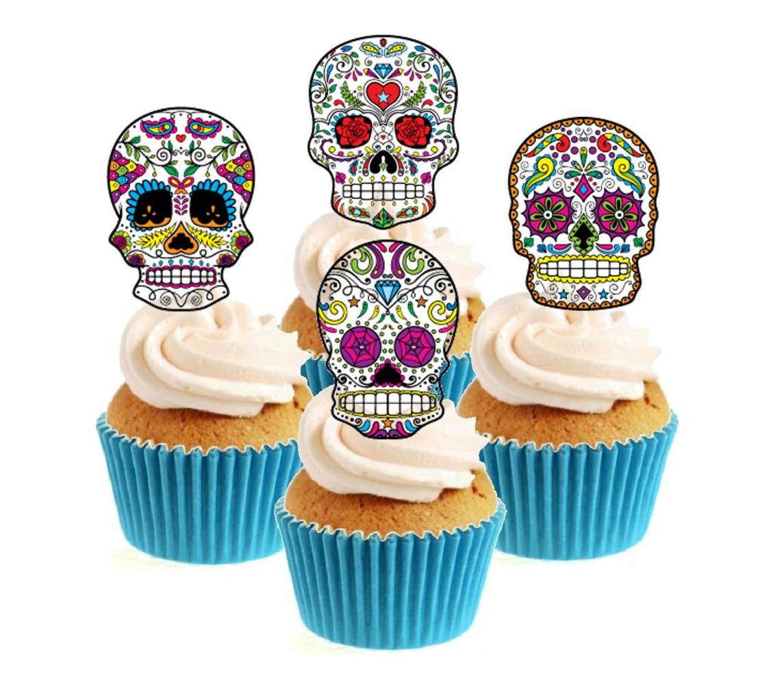 Sugar Skull (C) Collection Stand Up Cake Toppers (12 pack)