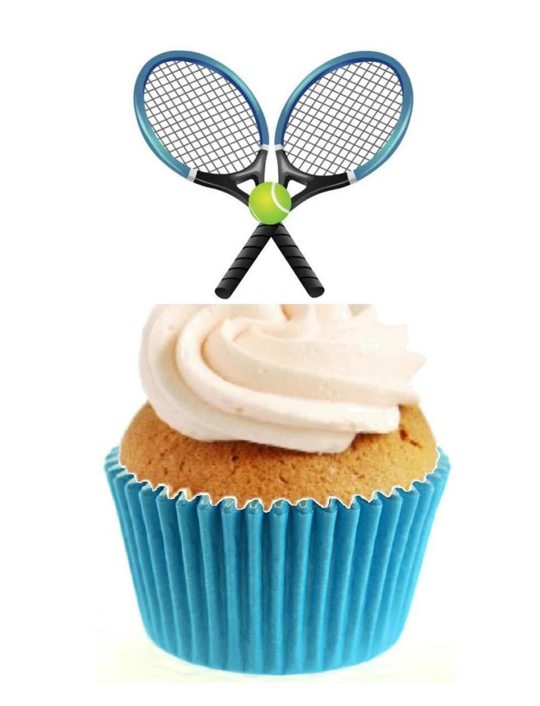 Tennis Rackets & Ball Stand Up Cake Toppers (12 pack)
